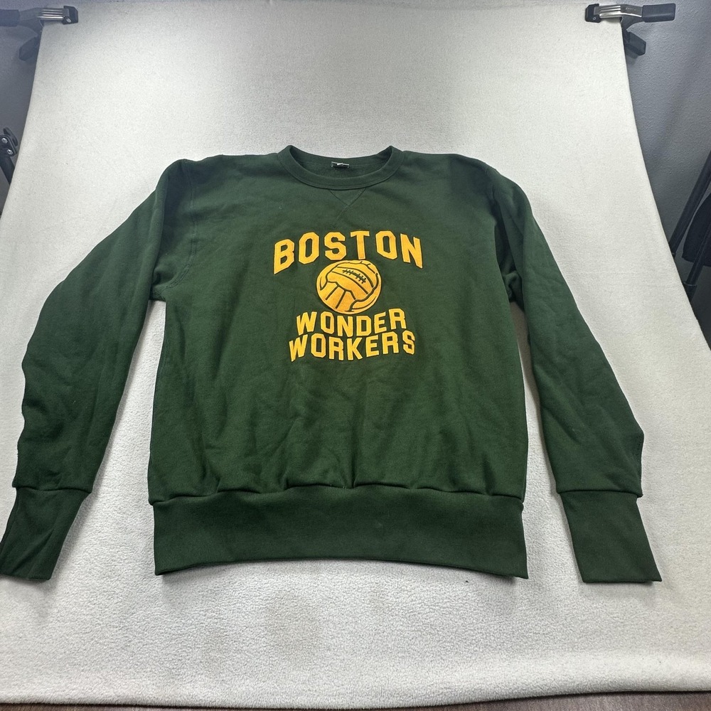 Ebbets Field Flannels Sweatshirt Mens Large Green Boston Wonder Workers USA